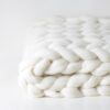 Pletená merino deka – krémová bílá